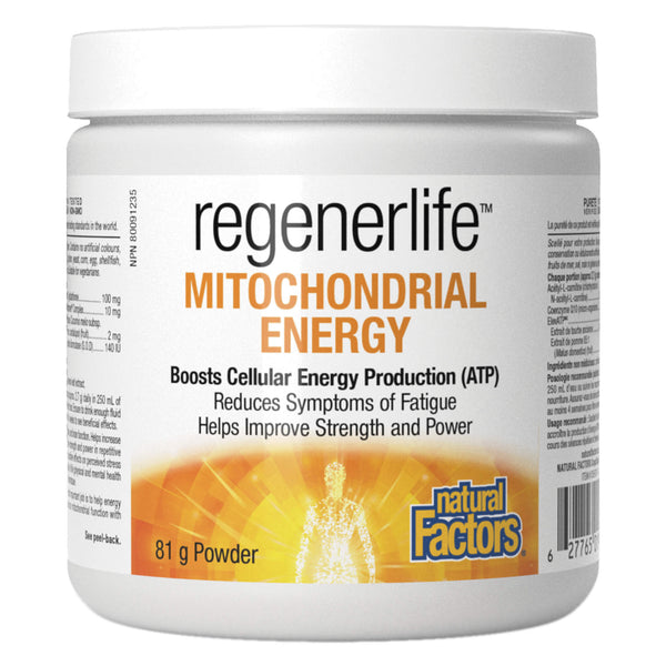 Tub of NaturalFactors RegenerLife Mitochondrial Energy 81g Powder
