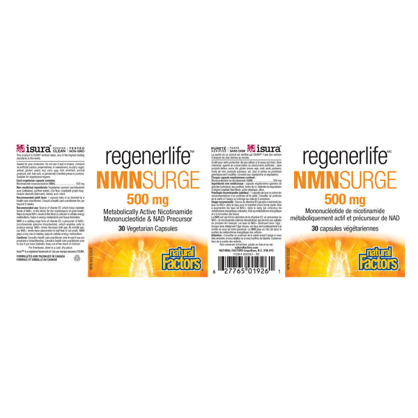 Natural Factors RegenerLife NMNSurge 500mg Label
