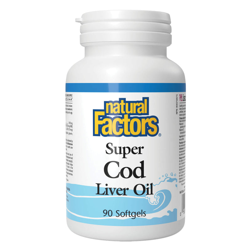 Bottle of Natural Factors Super Cod Liver Oil 90 Softgels
