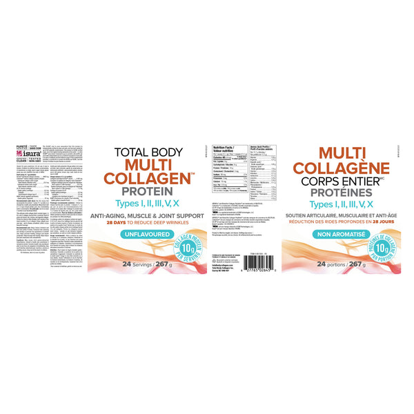 Natural Factors Total Body Multi Collagen™ Protein Types I, II, III, V, X (Unflavoured) Label
