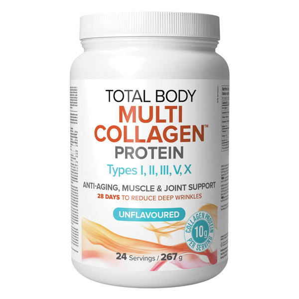 Container of Natural Factors Total Body Multi Collagen™ Protein Types I, II, III, V, X (Unflavoured) 24 Servings 267g
