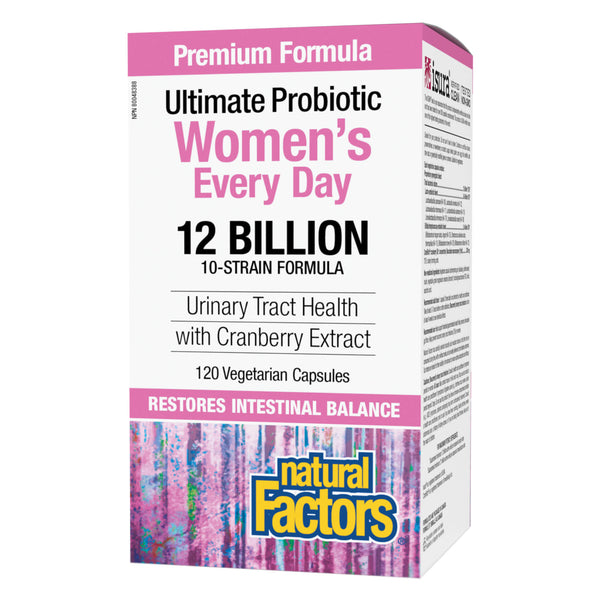 Box of Natural Factors Ultimate Women's Multi Probiotic 12 Billion Live Probiotic Cultures 120 Vegetarian Capsules
