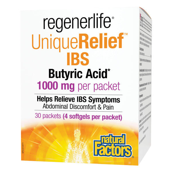 Box of Natural Factors UniqueRelief™ IBS Butyric Acid 30 Packets
