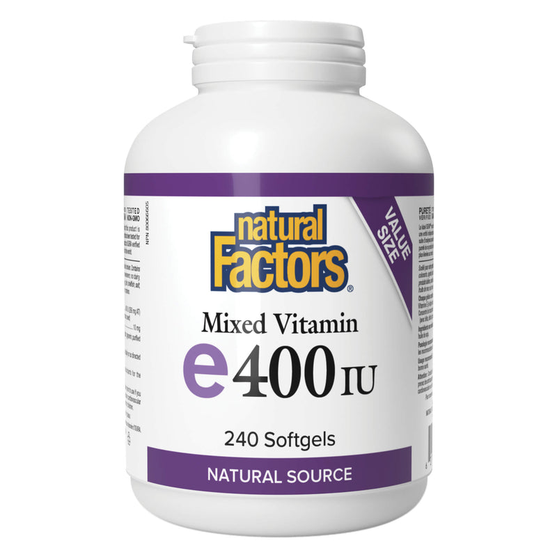 Bottle of Natural Factors Bottle of Vitamin E Mixed 400 IU 240 Softgels
