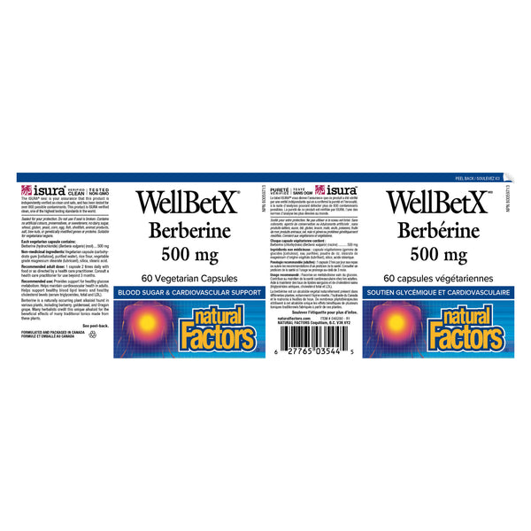 Natural Factors WellBetX Berberine 500 mg Label
