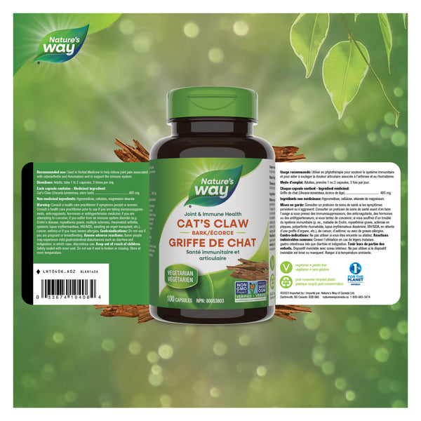 Nature's Way Cat's Claw Bark Label
