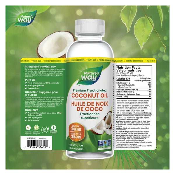 Nature's Way Coconut Oil, Liquid Label
