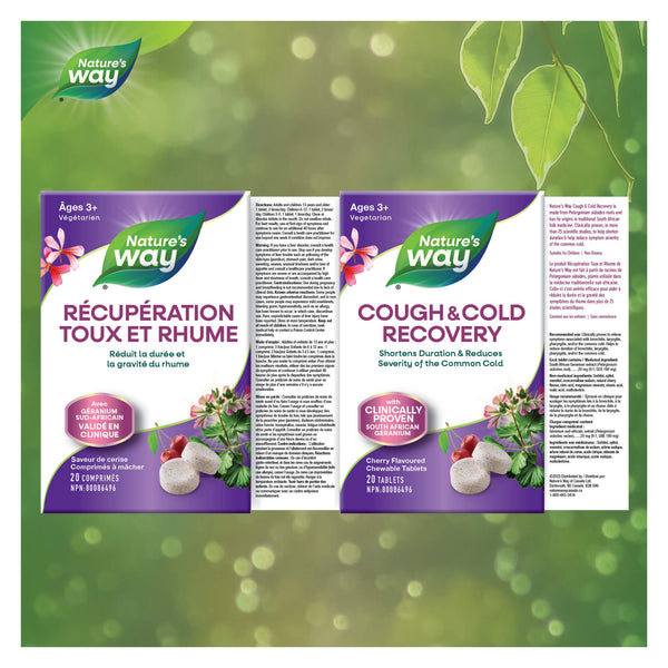 Nature's Way Cough & Cold Recovery Chewables Label
