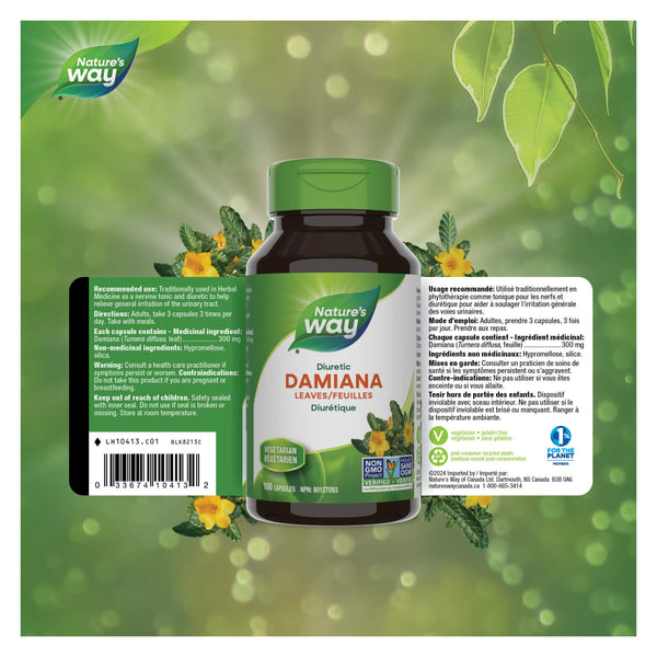 Nature's Way Damiana Leaves Label
