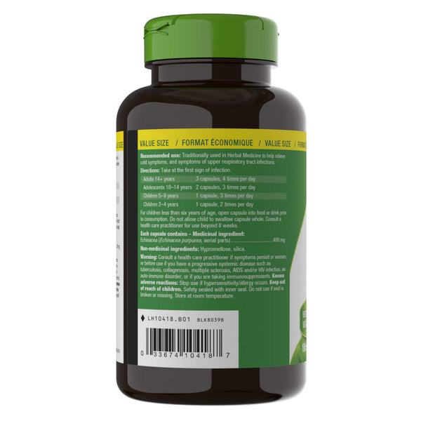 Nature's Way Echinacea Bottle Back
