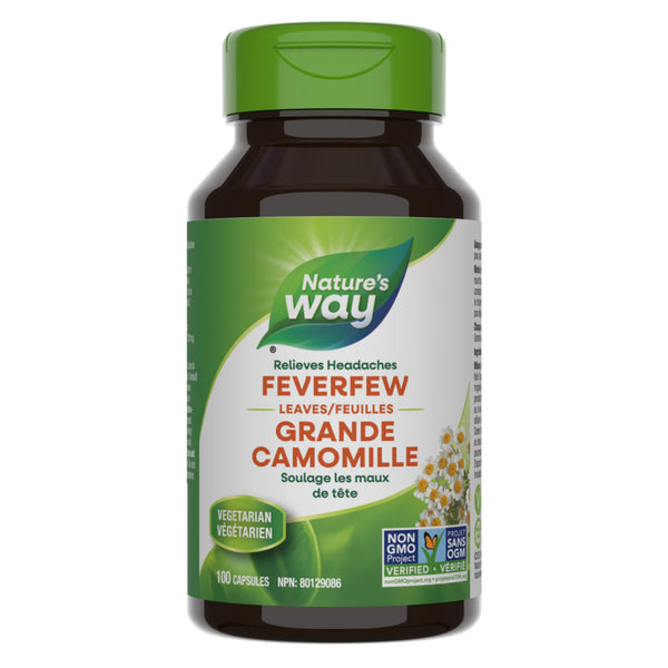 Bottle of Nature's Way Feverfew Leaves 100 Capsules
