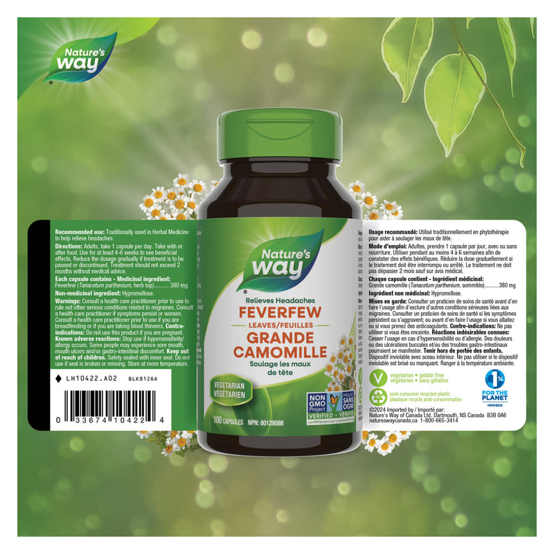 Nature's Way Feverfew Leaves Label
