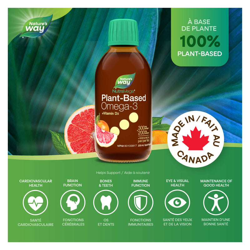 Nature's Way Omega-3 Plant + D Grapefruit Tangerine Information 
