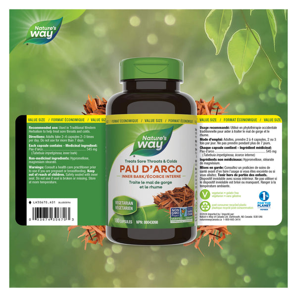 Nature's Way Pau D'Arco Inner Bark Label
