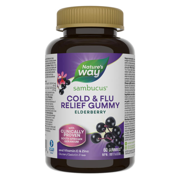 Bottle of Nature's Way Sambucus Cold & Flu Relief 60 Gummies
