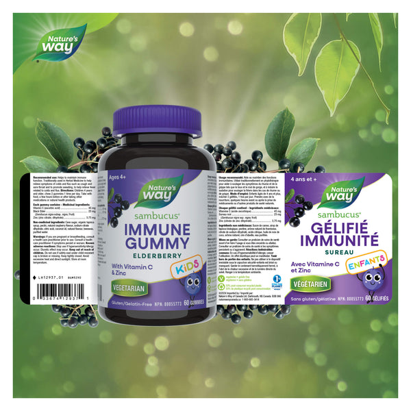 Nature's Way Sambucus Immune Kids Gummies Label
