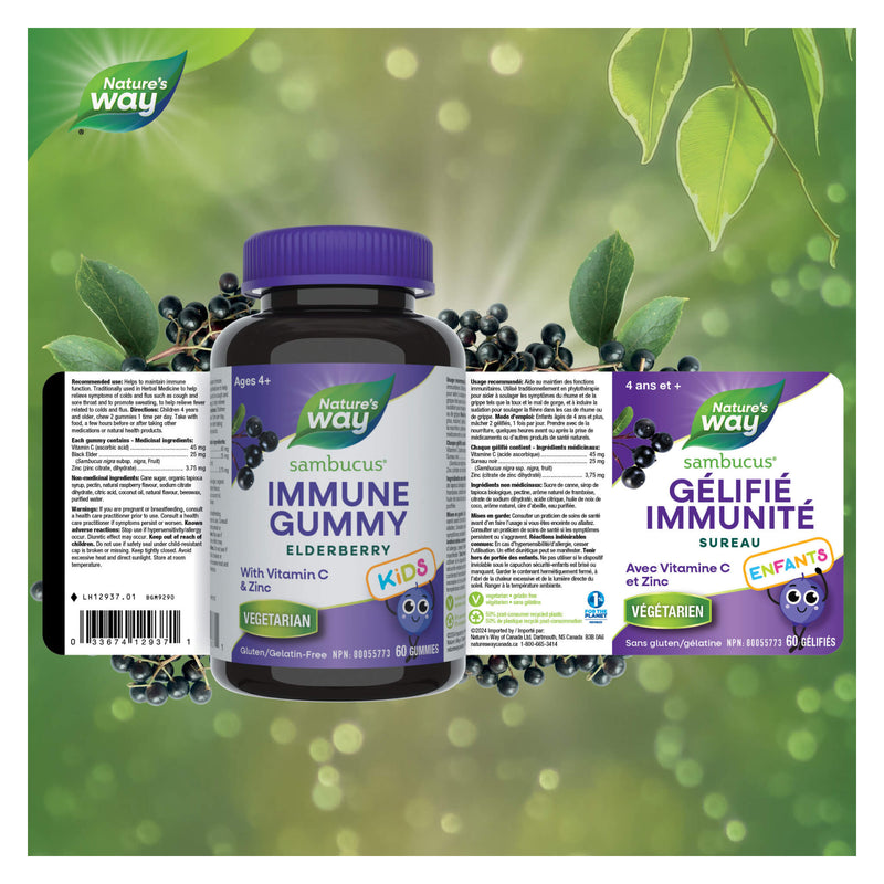 Nature's Way Sambucus Immune Kids Gummies Label
