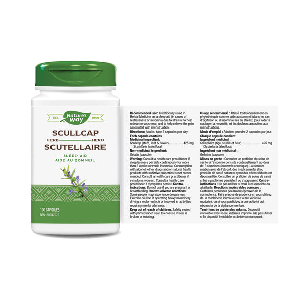 Nature's Way Scullcap Herb Label

