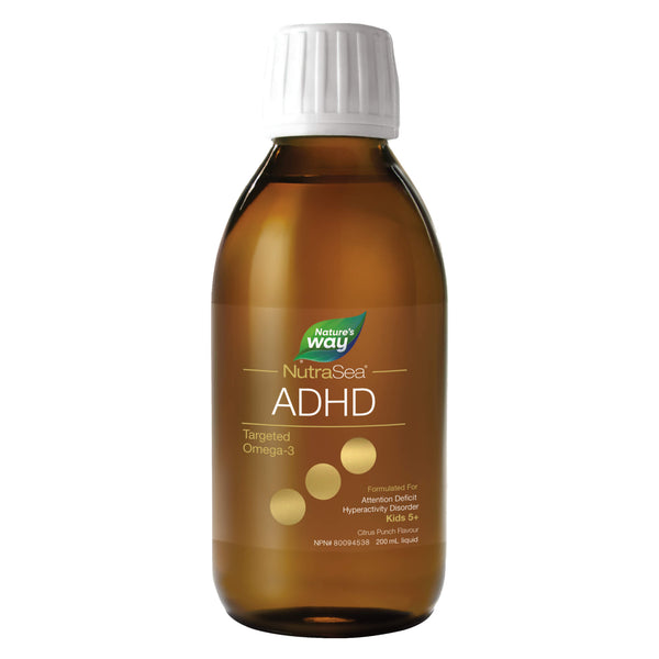 Bottle of NutraSea ADHD Targeted Omega-3 (Citrus Punch) 200ml
