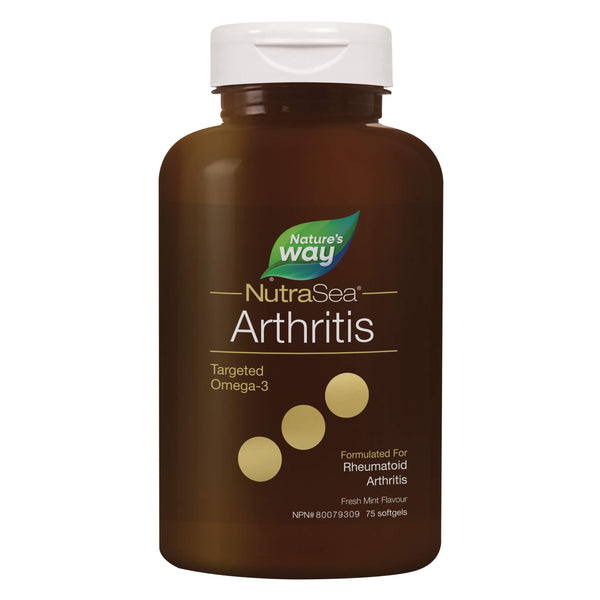 Bottle of NutraSea Arthritis Targeted Omega-3 (Fresh Mint) 75 Softgels
