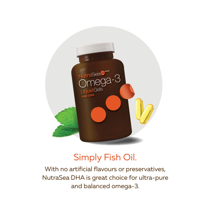 NutraSea DHA (Squid) High DHA Omega-3 Liquid Gels (Fresh Mint) - Benefits

