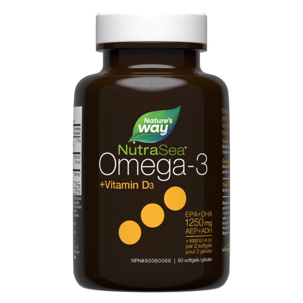 Bottle of NutraSea NutraSea +D Omega-3 Liquid Gels (Fresh Mint) - 60 Softgels
