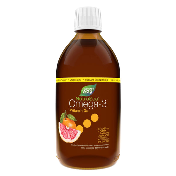 Bottle of NutraSea NutraSea +D Omega-3 Grapefruit Tangerine Liquid 500ml
