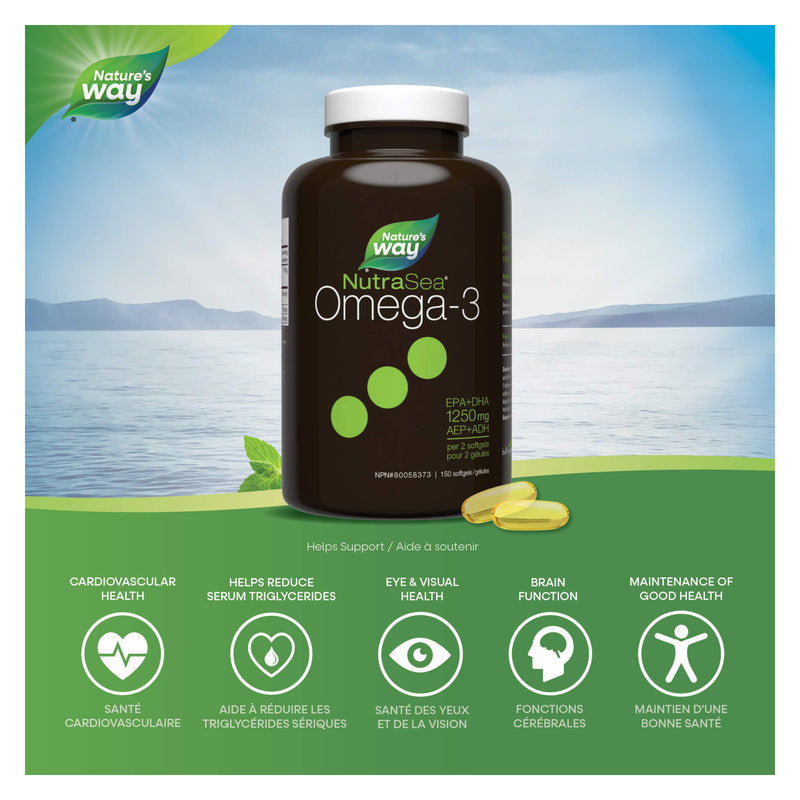NutraSea Omega-3 Liquid Gels (Fresh Mint) - 150 Softgels - Benefits
