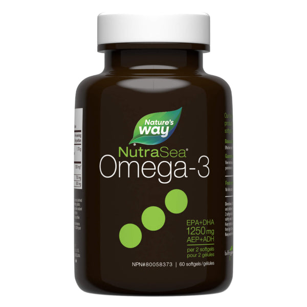 Bottle of NutraSea Omega-3 Liquid Gels (Fresh Mint) - 60 Softgels
