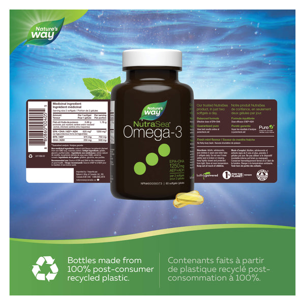 NutraSea Omega-3 Liquid Gels (Fresh Mint) - 60 Softgels - Information
