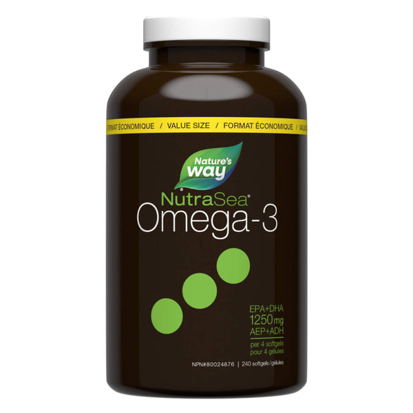 Bottle of NutraSea Omega-3 Liquid Gels (Zesty Lemon) 240 Softgels
