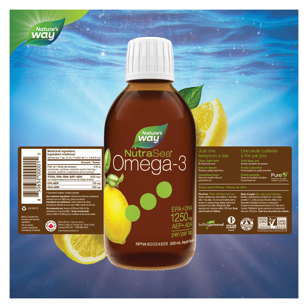 NutraSea Omega-3 Liquid (Zesty Lemon) 200ml Information
