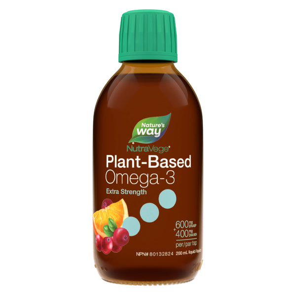 Bottle of NutraVege™ Omega-3, Plant Based, Extra Strength, Cranberry Orange 200ml

