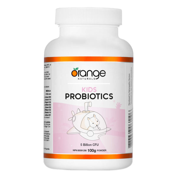 Bottle of Orange Naturals Kids Probiotics 5 Billion CFU 100g Powder