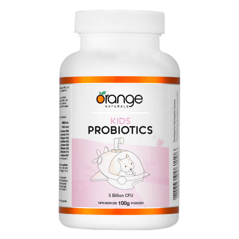 Bottle of Orange Naturals Kids Probiotics 5 Billion CFU 100g Powder