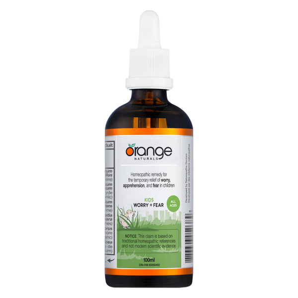 Dropper Bottle of Orange Naturals Worry + Fear for Kids 100ml
