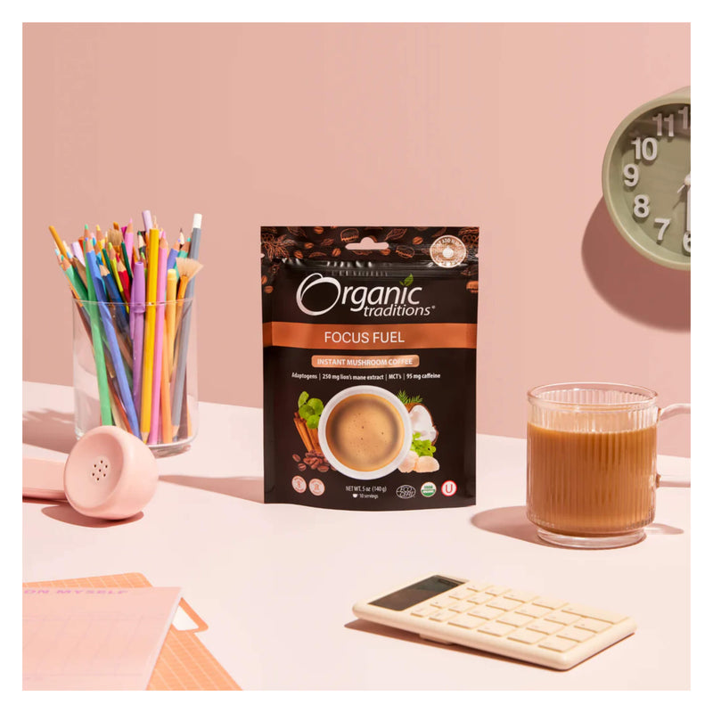 Organic Traditions Focus Fuel Instant Mushroom Coffee Lifestyle
