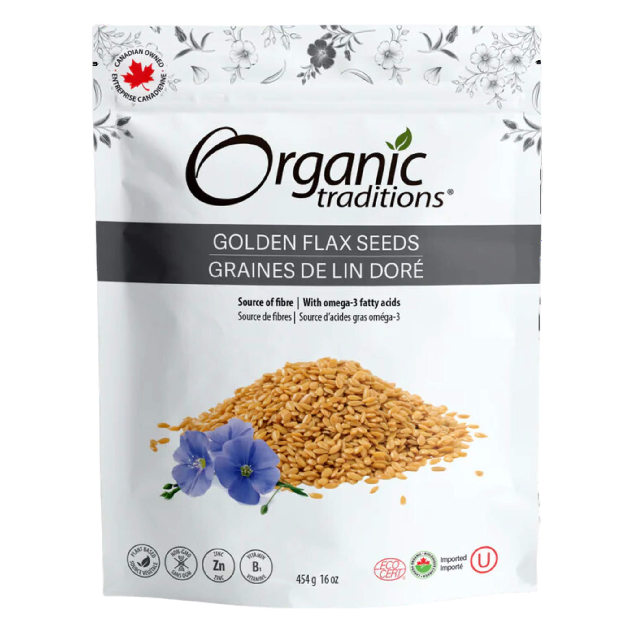 Optimum Health | Organic Traditions - Golden Flax Seeds 454g