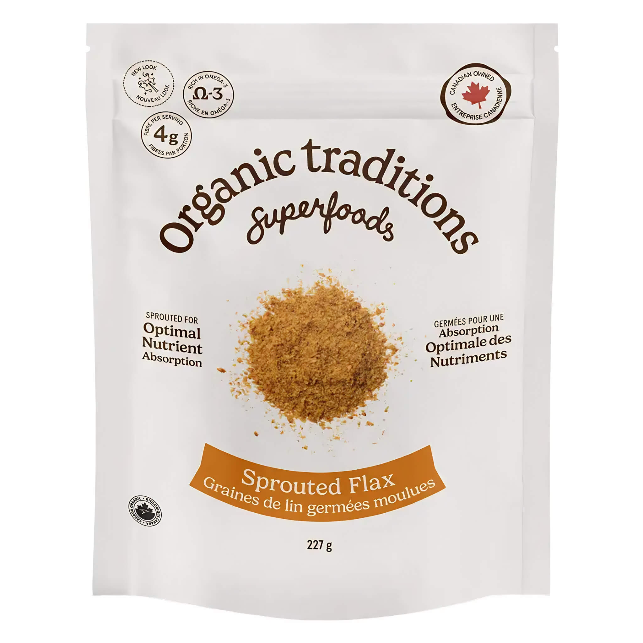 Optimum Health | Organic Traditions - Sprouted Flax 227g