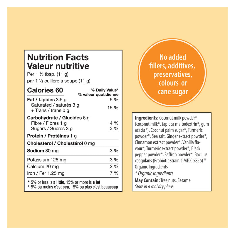 Organic Traditions Turmeric Latte with Probiotics Information
