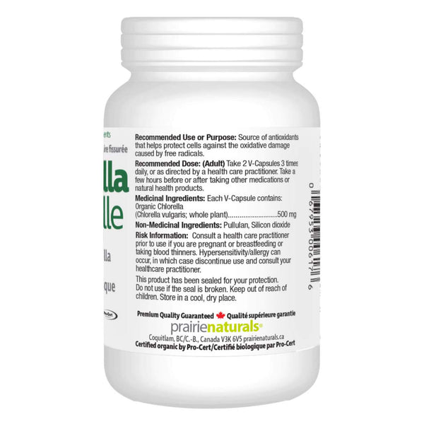 Prairie Naturals Chlorella, Organic Bottle Back
