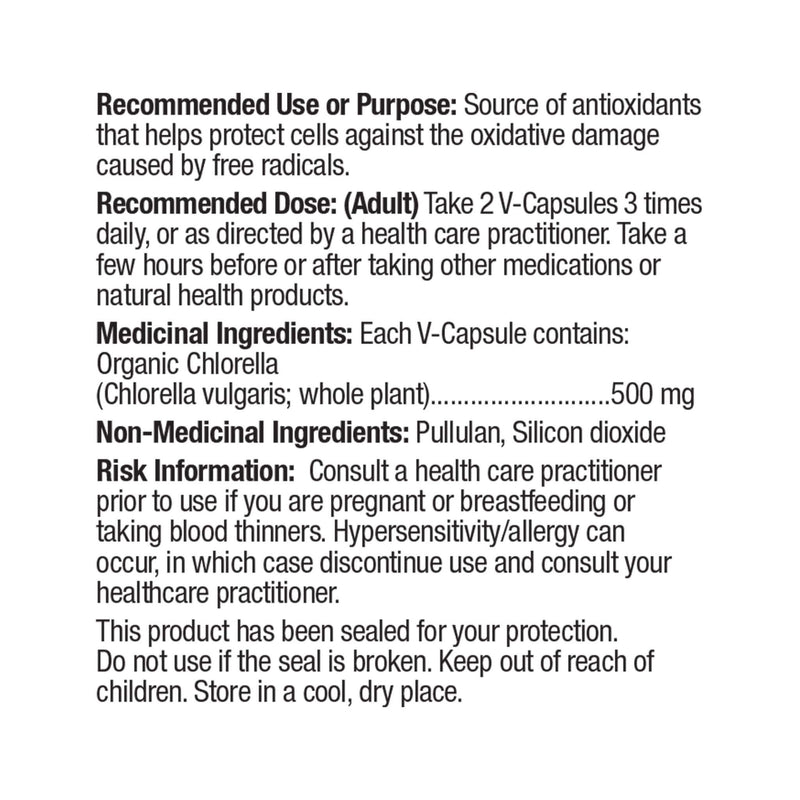 Prairie Naturals Chlorella, Organic Information

