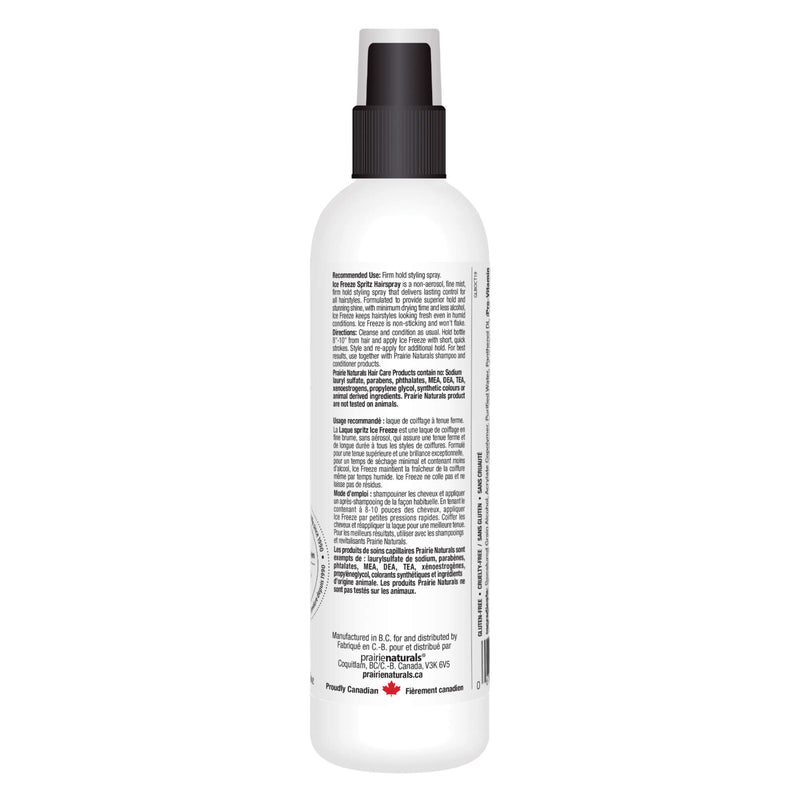 Prairie Naturals Ice Freeze Spritz Hairspray Bottle Back
