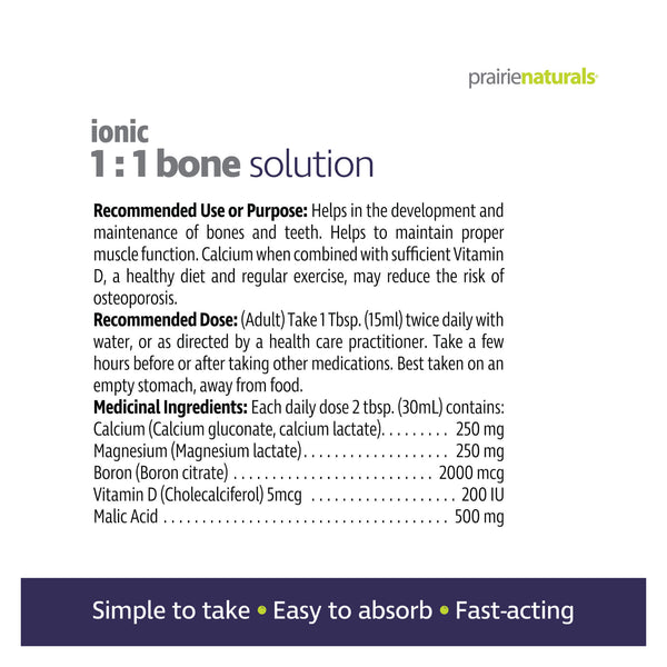 Prairie Naturals Liquid Ionic 1:1 Bone Solution Ingredients
