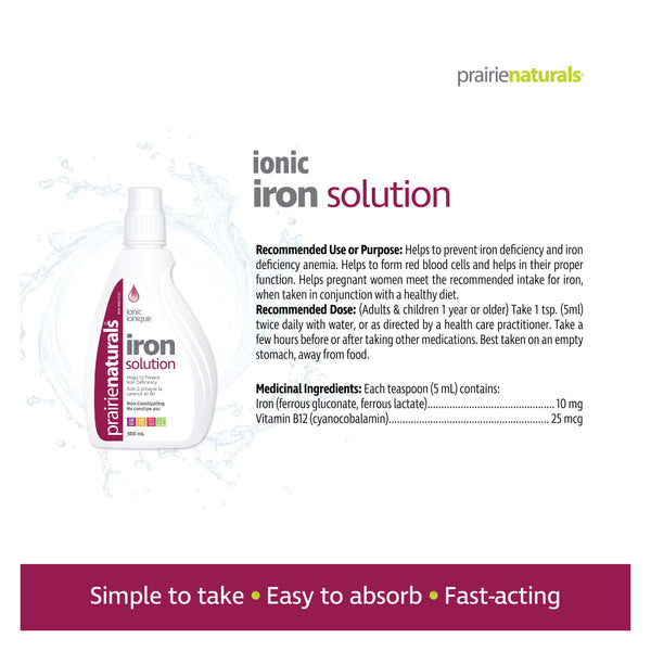 Prairie Naturals Liquid Ionic Iron Solution Ingredients

