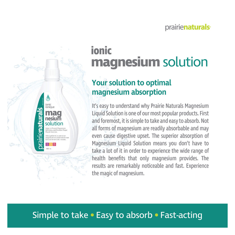Prairie Naturals Liquid Ionic Magnesium Solution Information
