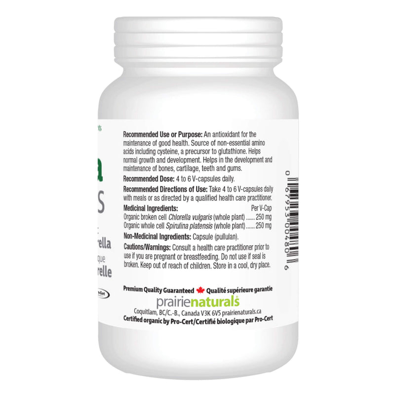 Prairie Naturals Organic Aqua Greens Capsules Bottle Back
