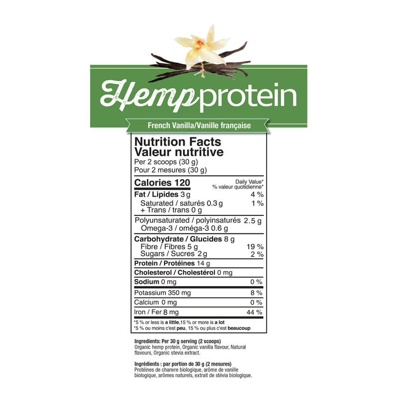 Prairie Naturals Organic Hemp Protein French Vanilla Information
