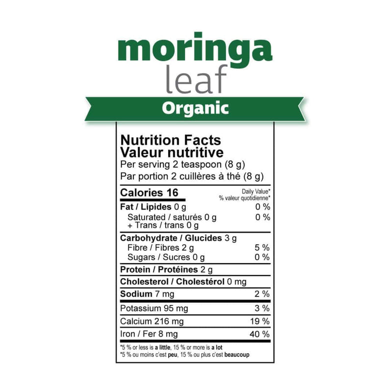 Prairie Naturals Organic Moringa Leaf Powder Information
