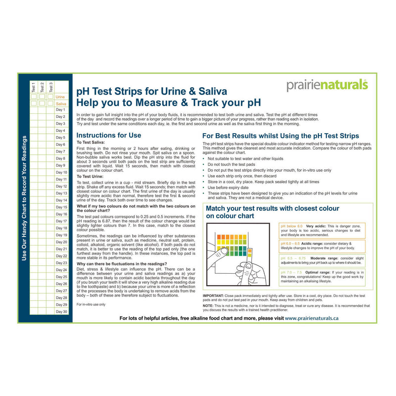 Prairie Naturals pH Paper Use Chart

